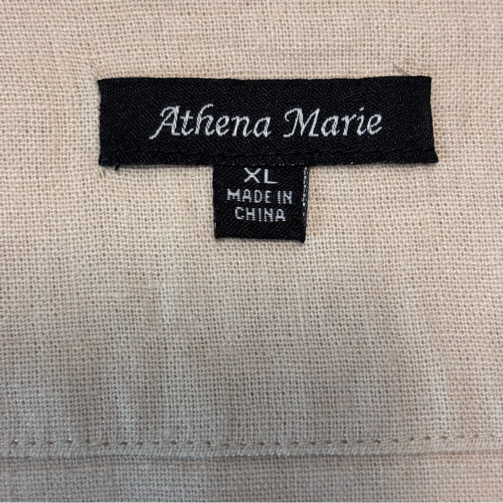 Athena Maria midi seamed skirt Linen blend side zip khaki Women's Size XL - Picture 7 of 10